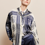 Alémais - Banderra Scarf Silk Shirt - Ink