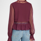 LoveShackFancy - THESSIRA TOP - Faded Merlot