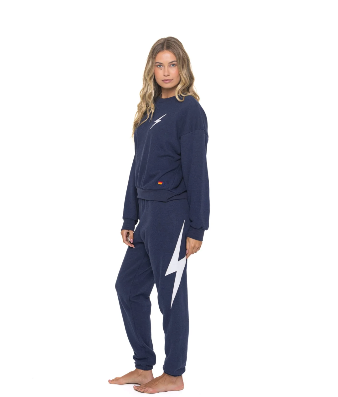 Aviator Nation - BOLT RELAXED CREW SWEATSHIRT - NAVY/WHITE