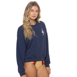 Aviator Nation - BOLT RELAXED CREW SWEATSHIRT - NAVY/WHITE