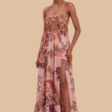 PatBO - Boho Printed Flowing Slip Gown - Rose