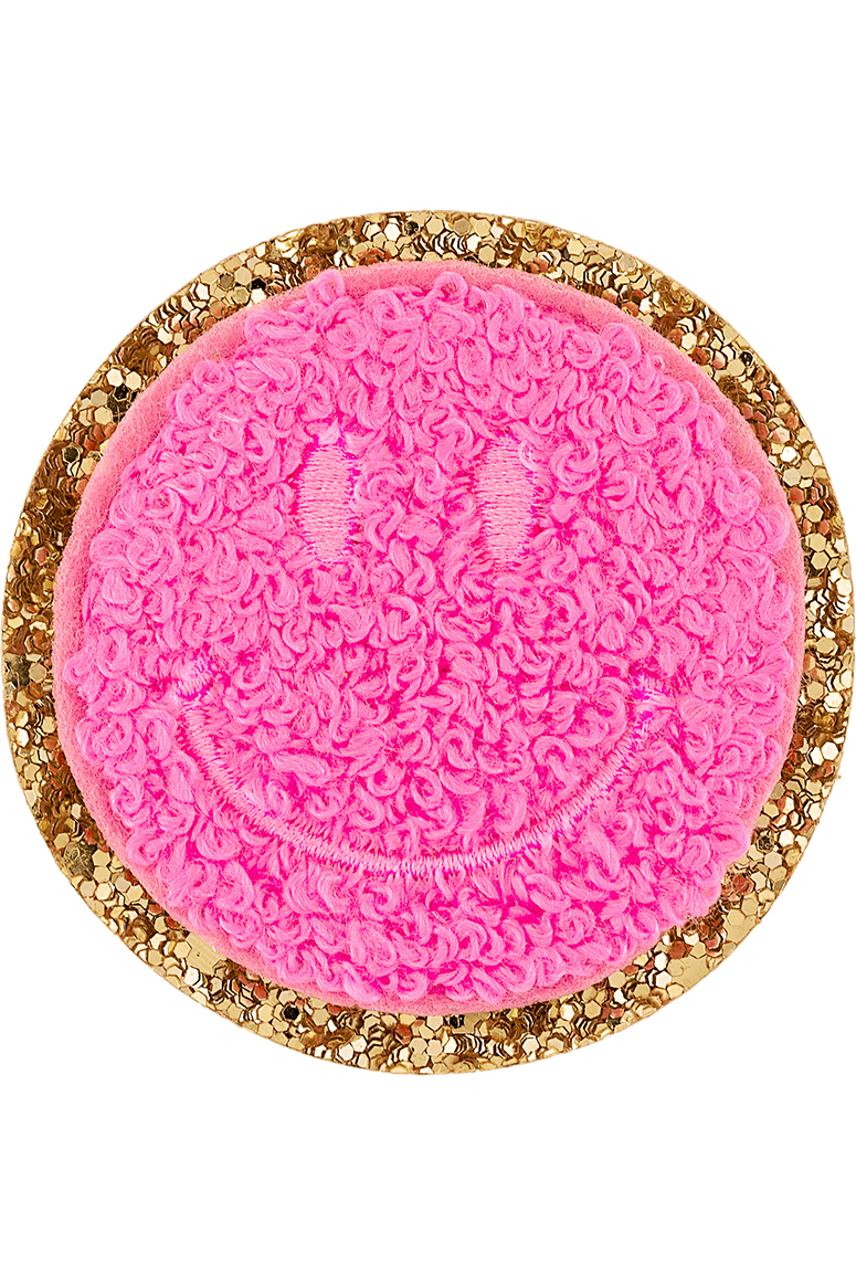 Stoney Clover Lane - Glitter Varsity Smiley Patch - Bubblegum