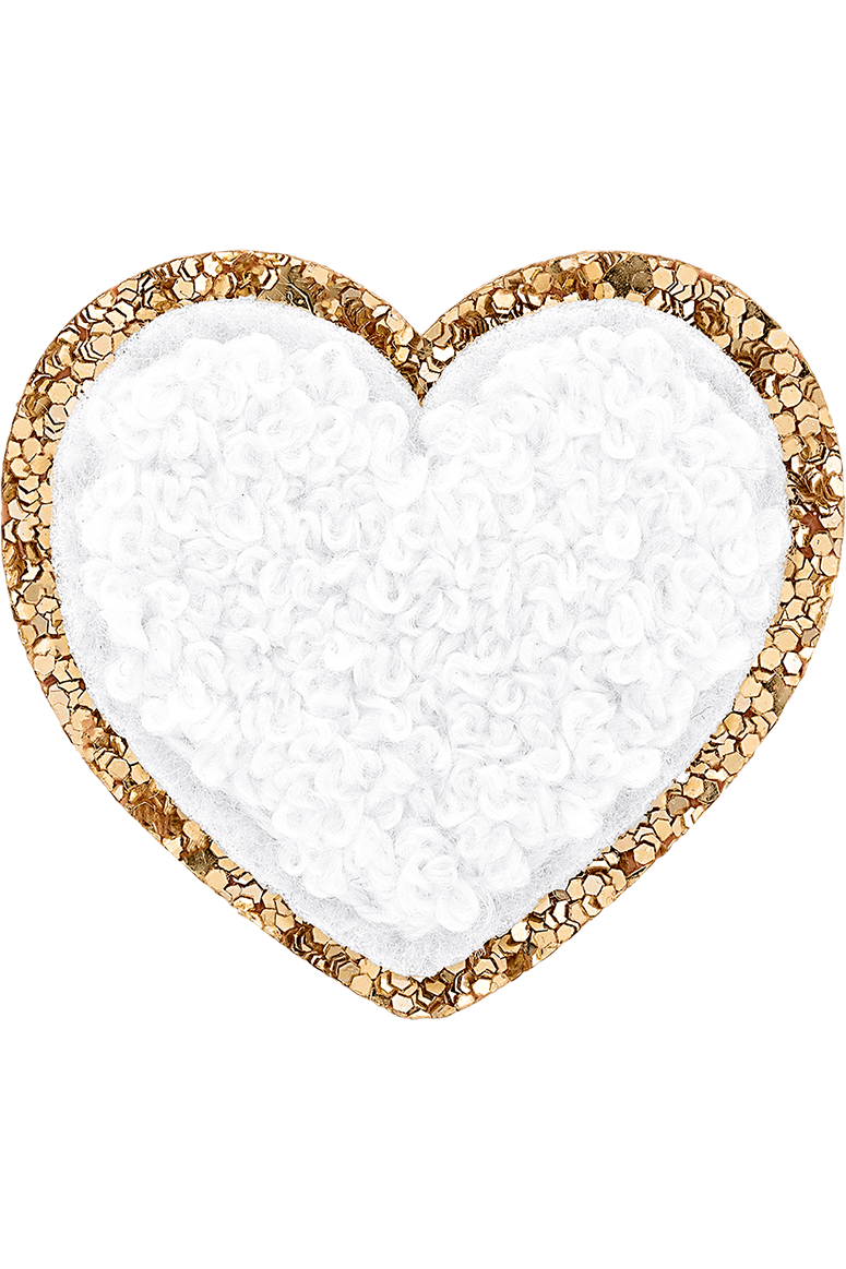 Stoney Clover Lane - Mini Glitter Varsity Heart Patch - Blanc