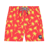 Tom & Teddy - Boys' Palm Swim Trunks - Coral & Lime