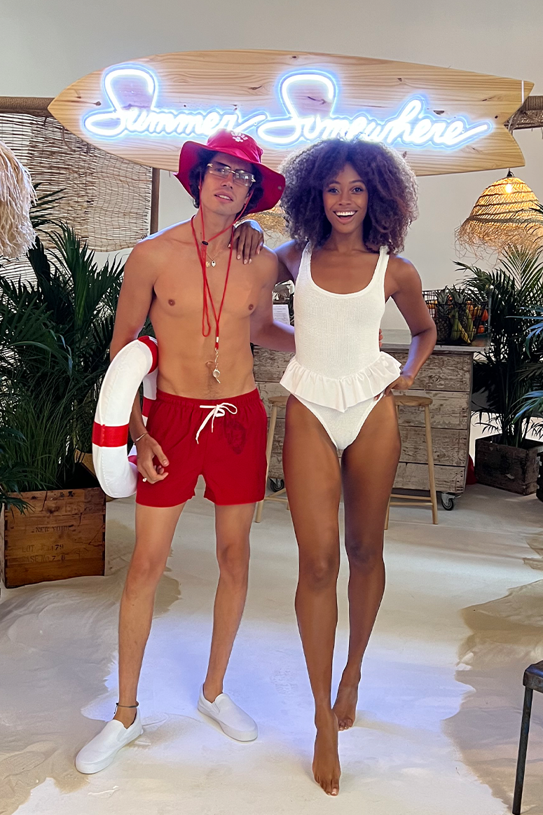 HUNZA G Denise Frill Swim White