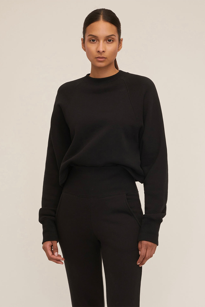 Marissa Webb - So Uptight Cropped Raglan Sweatshirt - Black