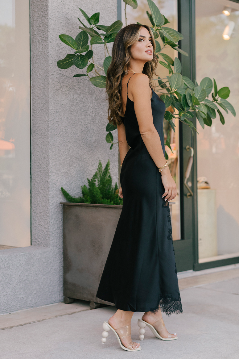 Dannijo - Lace Applique Slip Dress - Black