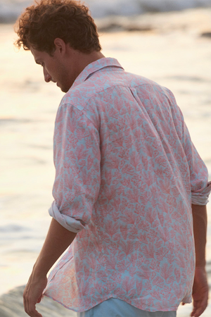 Love Brand & Co - Men's Abaco Linen Shirt - Crazy Coral