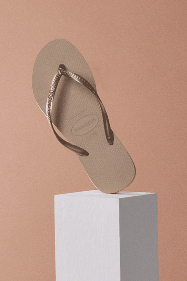 Havianas Slim Flip Flops Sand Grey Light Golden