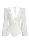 PatBO - Lace Sleeve Bodysuit - White