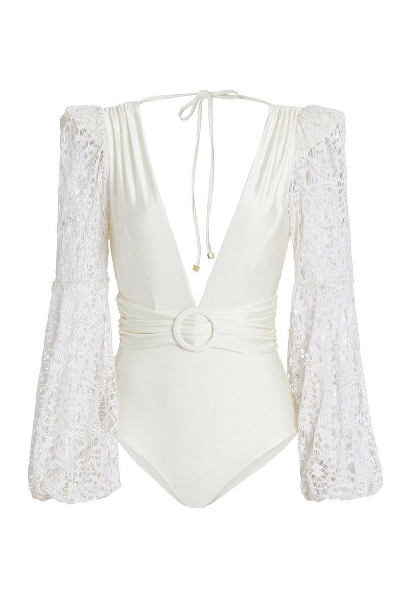 PatBO - Lace Sleeve Bodysuit - White – Sunni Spencer, Après Sea