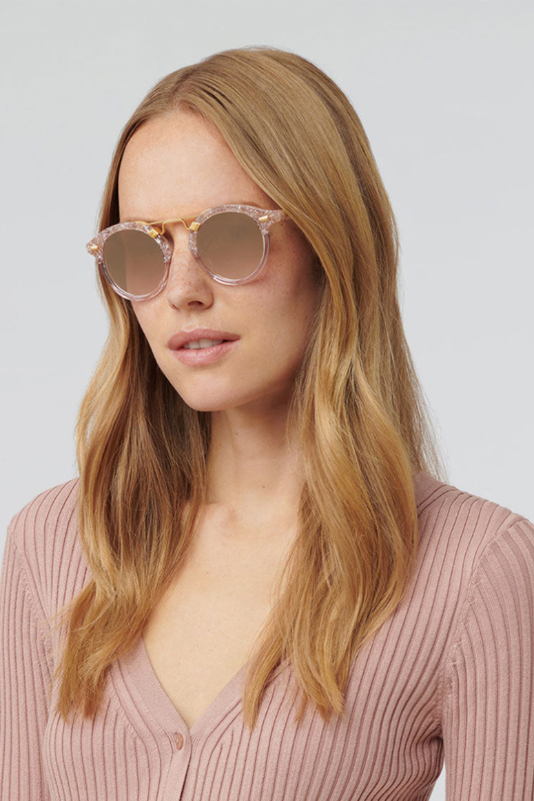 KREWE - STL II Sunglasses - Camellia To Crystal 24K Mirrored