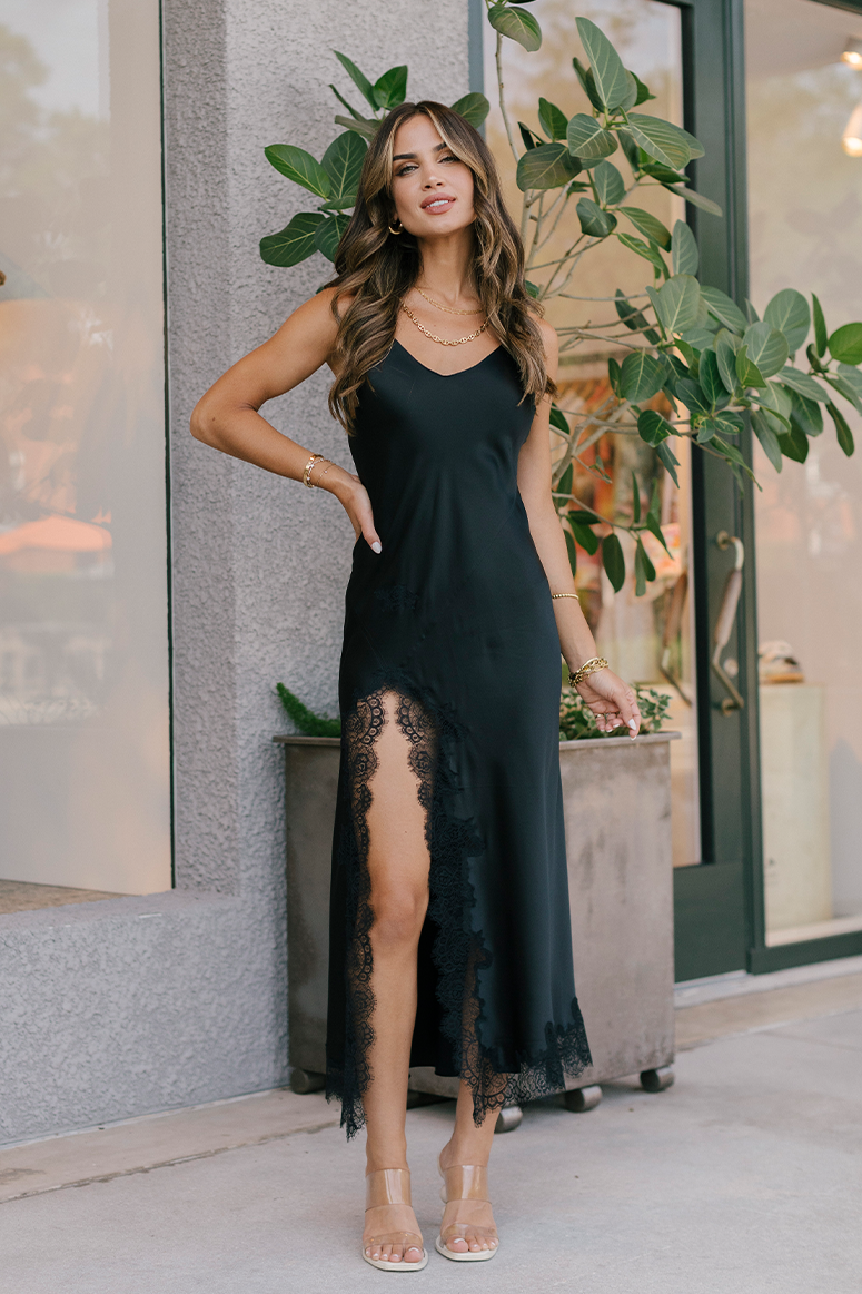 Dannijo - Lace Applique Slip Dress - Black