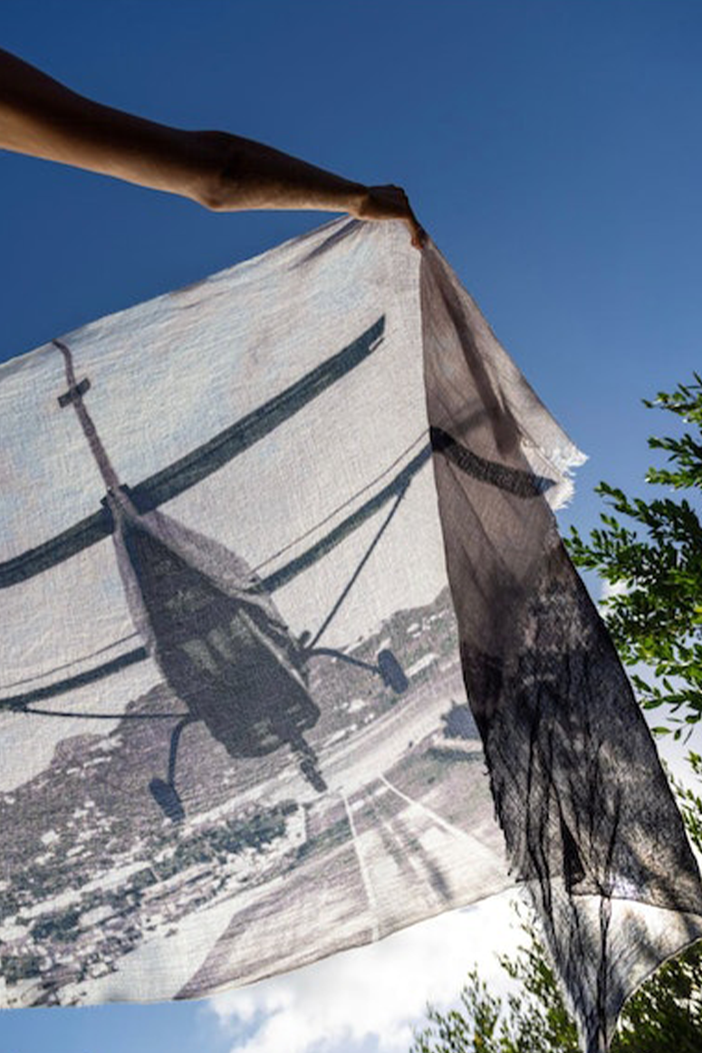 Mer St. Barth - "St. Barth Landing" Cashmere Shawl - Black/Grey