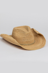Hat Attack - Raffia Crochet Cowboy Hat - Natural/Gold