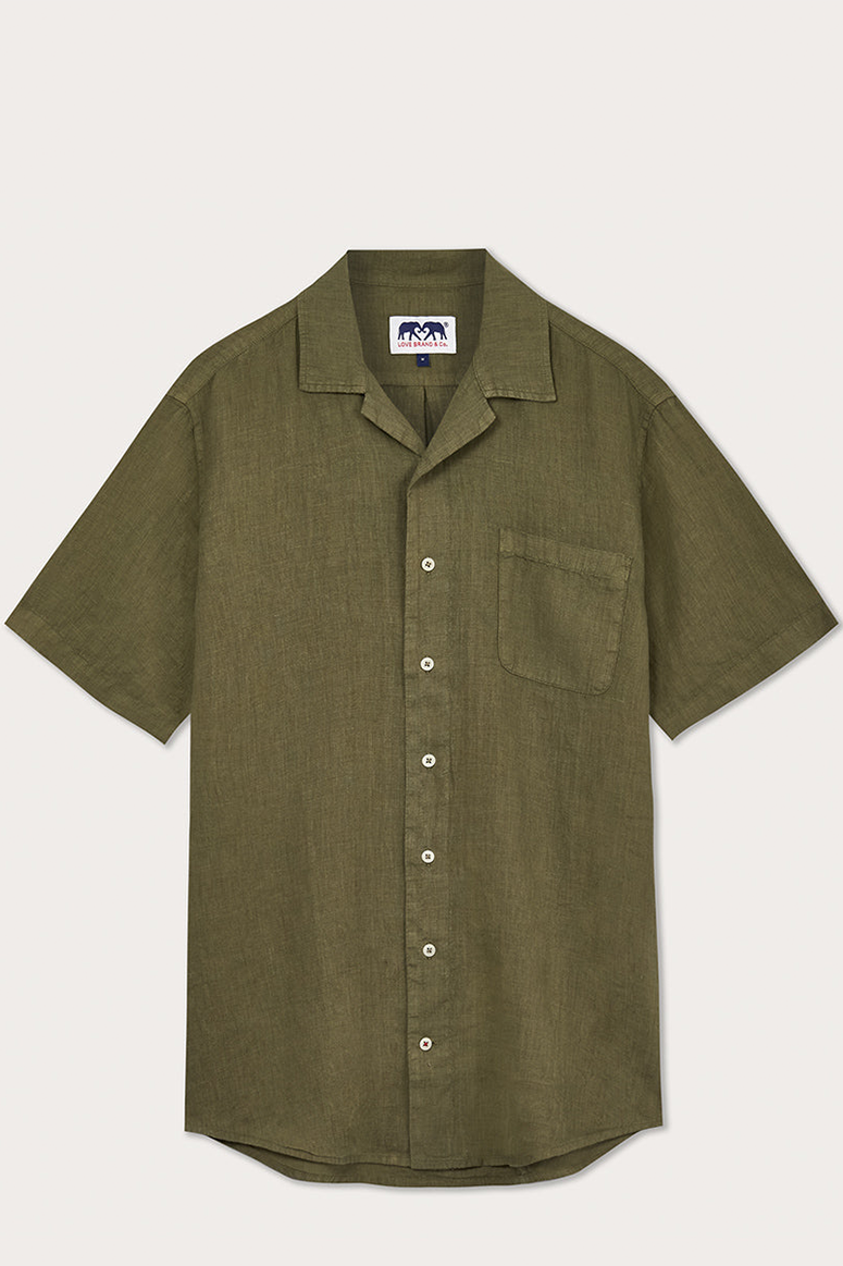 Love Brand & Co - Men's Arawak Linen Shirt - Olive Green