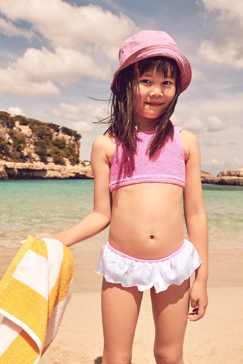 HUNZA G - Kids Olive Bikini - Bubblegum