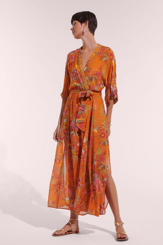 Poupette St. Barth - Denise Long Dress - Orange Palmery