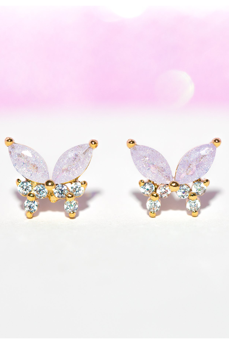 Girls Crew - Lavender Remember Me Butterfly Studs - Gold