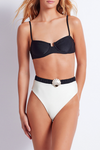 PatBO - Seashell High Cut Bikini Bottom - Black/White