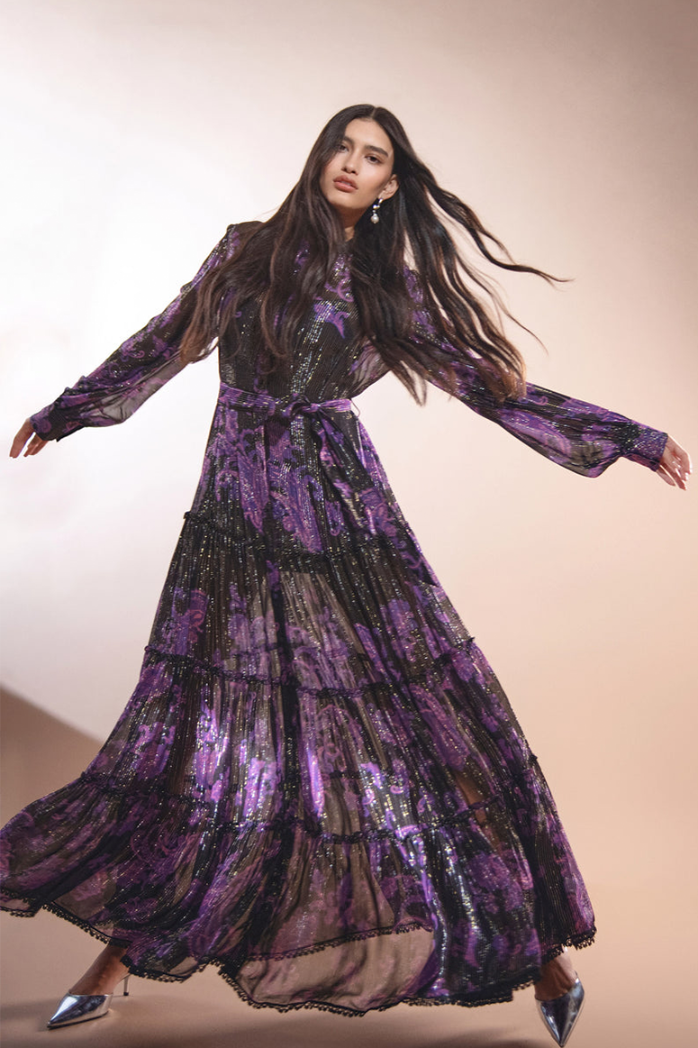 V-Neck Cap Sleeves Lace-Up Purple Long Chiffon Bridesmaid Dress – Pgmdress