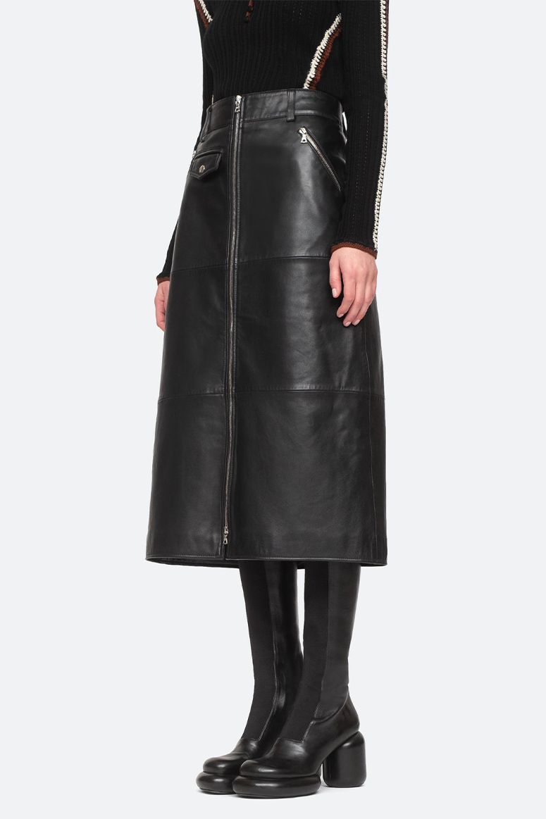 Sea New York - Lilia Leather Long Skirt - Black