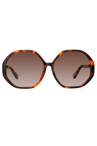 LINDA FARROW - Nieve Rectangular Sunglasses - Black/Wine