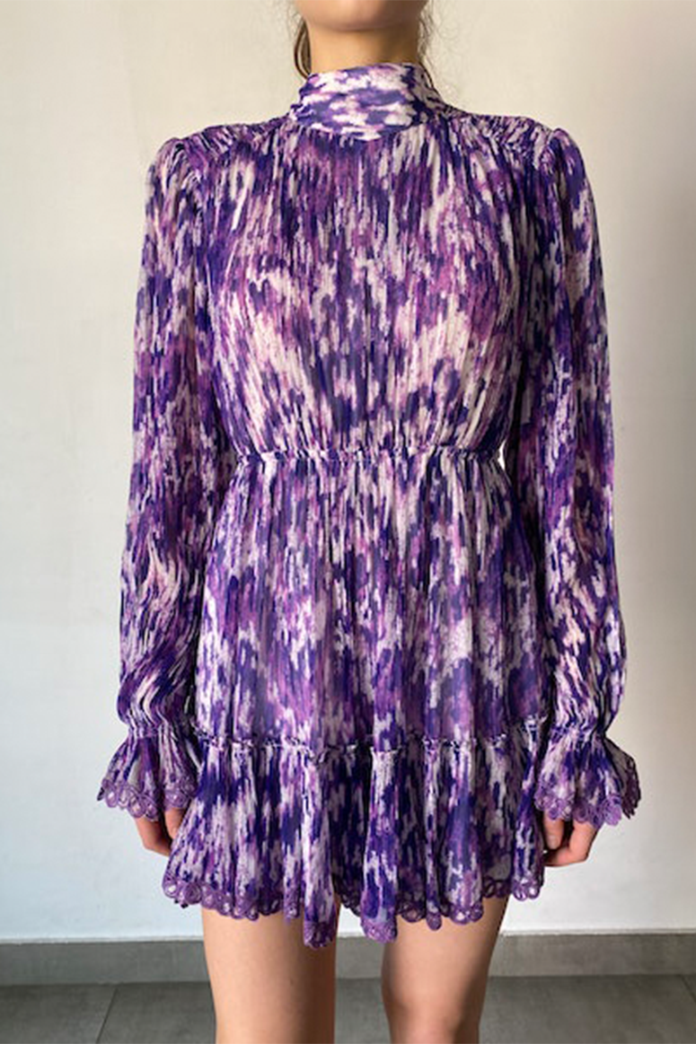 Hemant & Nandita - Anum High Neck Short Dress - Purple