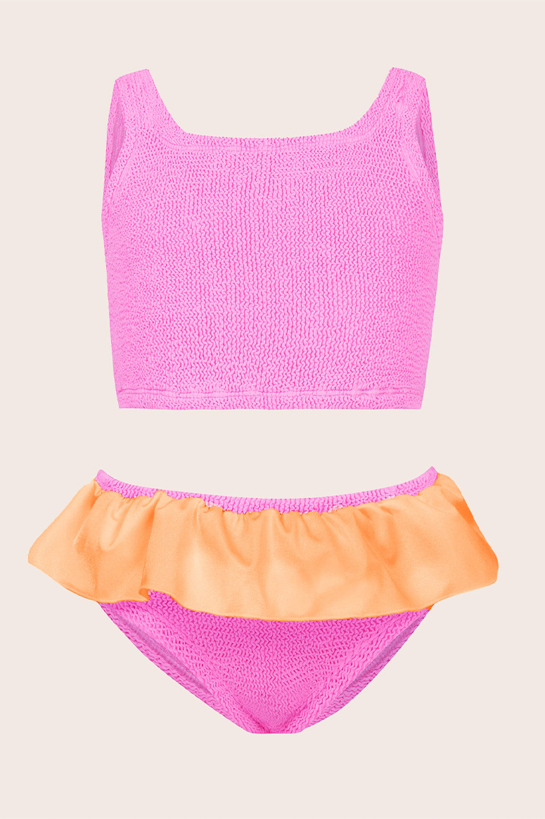 HUNZA G - Kids Duo Olive Swim - Bubblegum/Orange