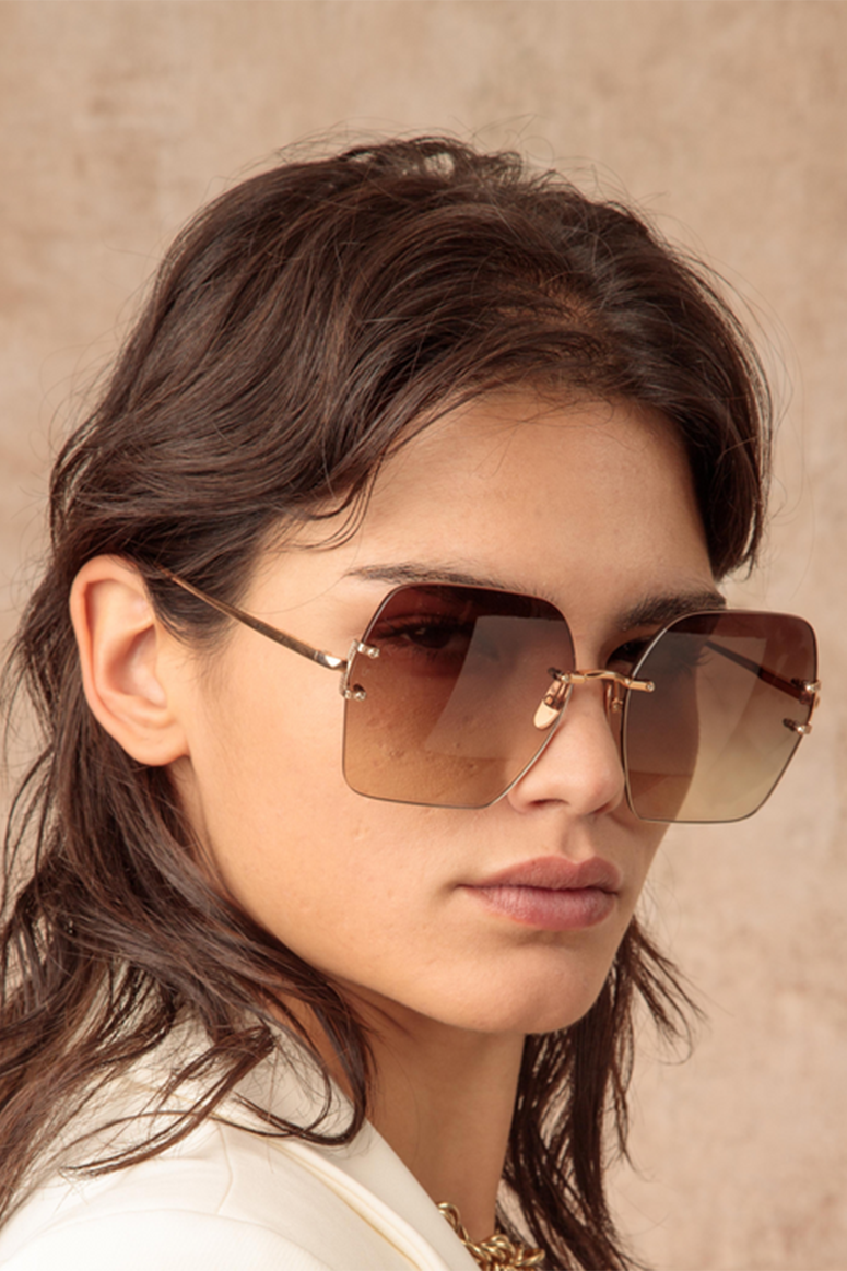 LINDA FARROW - Carina Oversized Sunglasses - Rose Gold