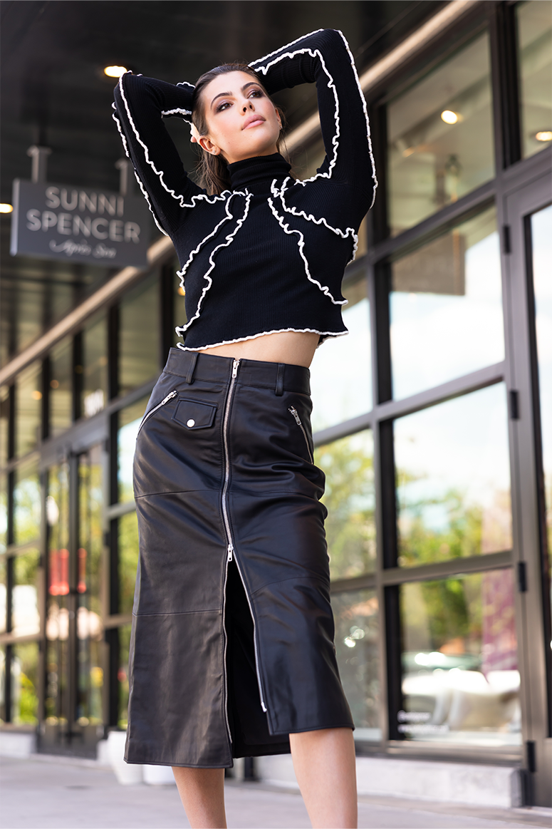 Sea New York - Lilia Leather Long Skirt - Black