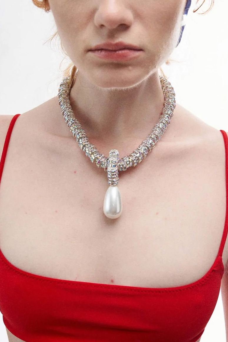 Julietta - Pearl Drop Necklace - Silver