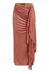 PatBO - Metallic Jersey Midi Skirt - Terracotta