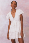 LoveShackFancy - Binselle Flutter Sleeve Mini Dress - True White