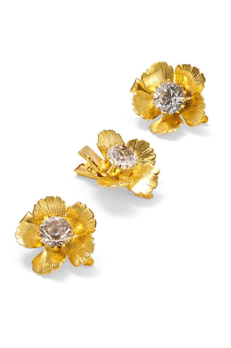 Lelet NY - Eden Floral Crystal Clip Set - Gold