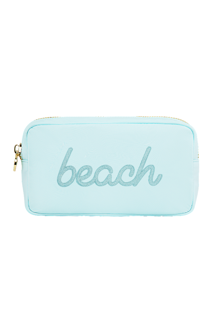 Stoney Clover Lane - "Beach" Embroidered Small Pouch - Sky