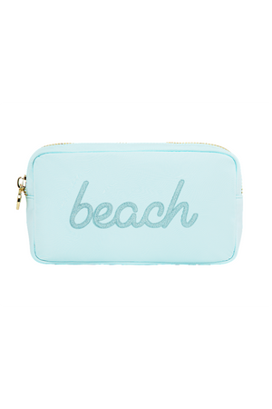 Stoney Clover Lane - "Beach" Embroidered Small Pouch - Sky