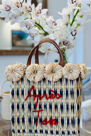 Aranáz - Anthurium Basket Bag - Natural/Cool Blue