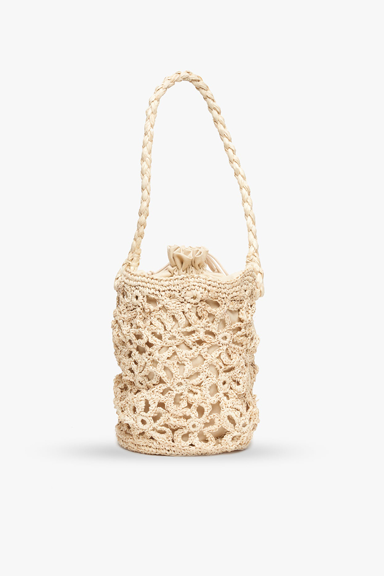 KAYU - Edie Knitted Straw Bucket Bag - Natural
