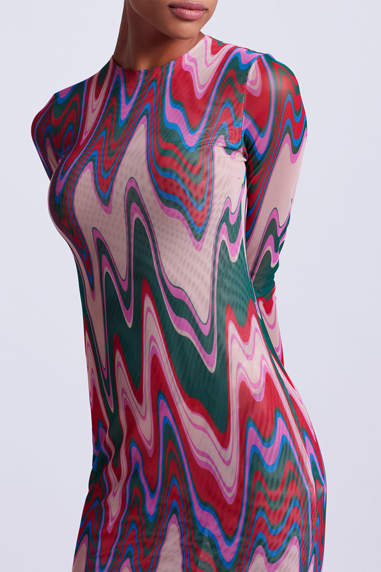 PatBO - Wave Printed Tulle Maxi Dress - Multi