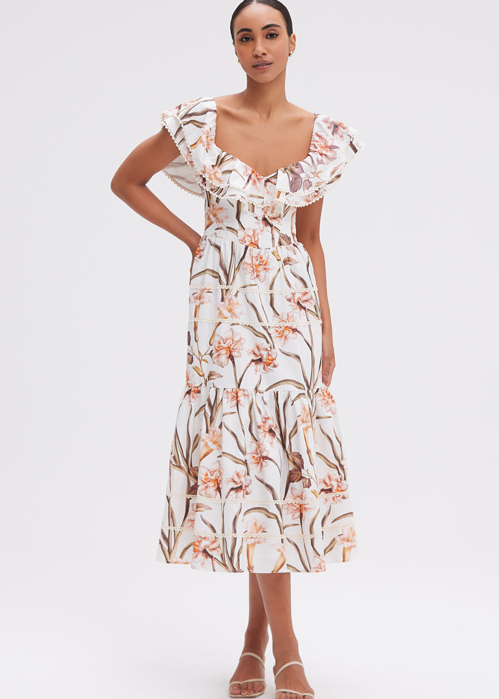 patbo dress PatBO - Botanic Retro Flutter Midi Dress