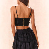 LoveShackFancy - Woodley Bow Bustier Top - Black