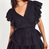 LoveShackFancy - Gwen Ruffle Mini Dress - Black