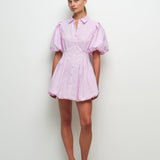 SIMKHAI - CLEO BALLOON PINTUCK MINI DRESS - Tulip