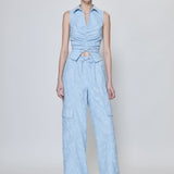 SIMKHAI - ARABELLA JACQUARD TOP - Sky