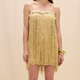 PatBO - Aurea Crochet Mini Dress - Gold