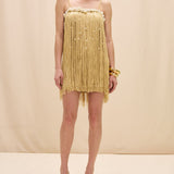 PatBO - Aurea Crochet Mini Dress - Gold
