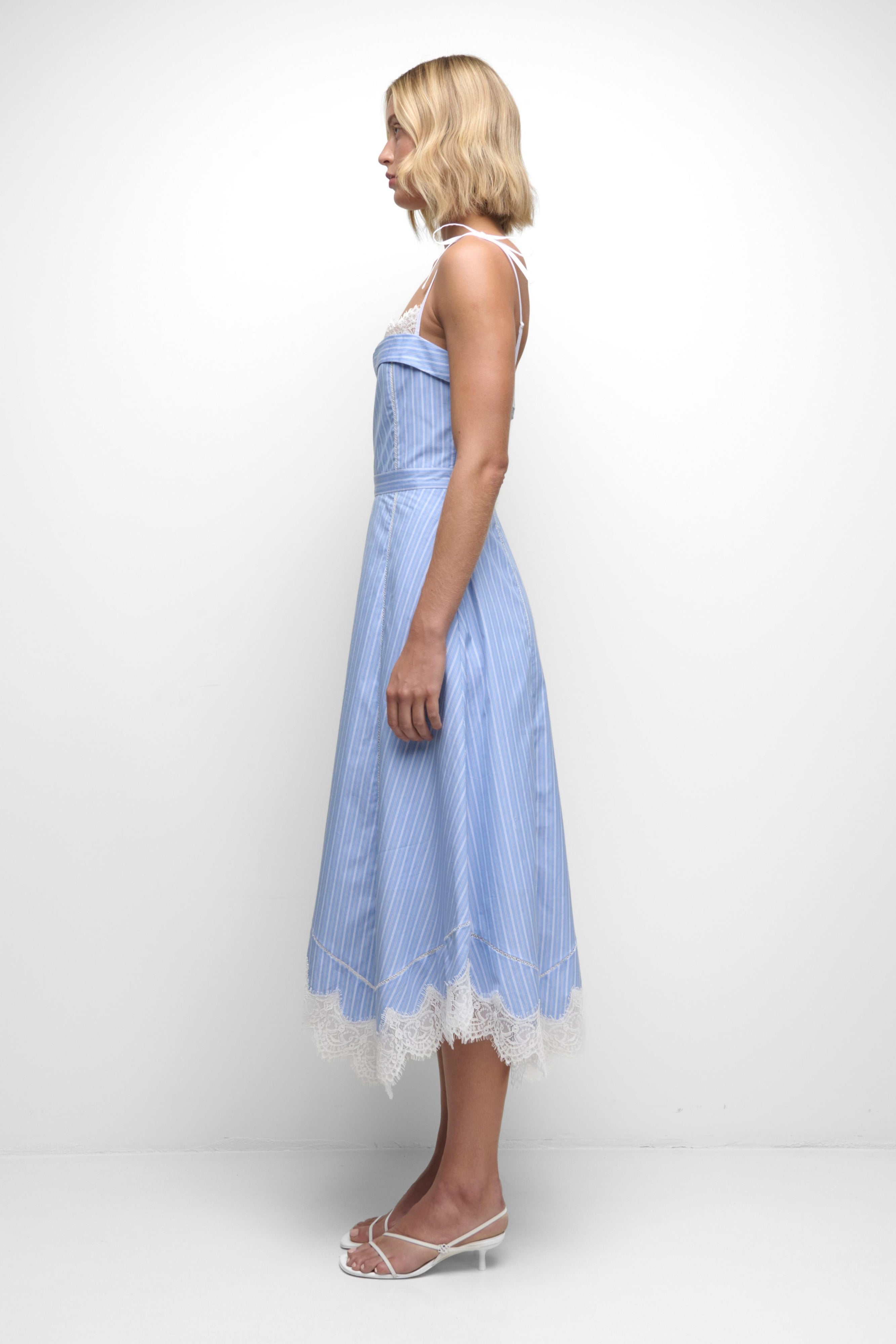 blue dress with white lace trim Sky Blue Tulle and White Lace Short A-line Princess Dress Ohmollydress