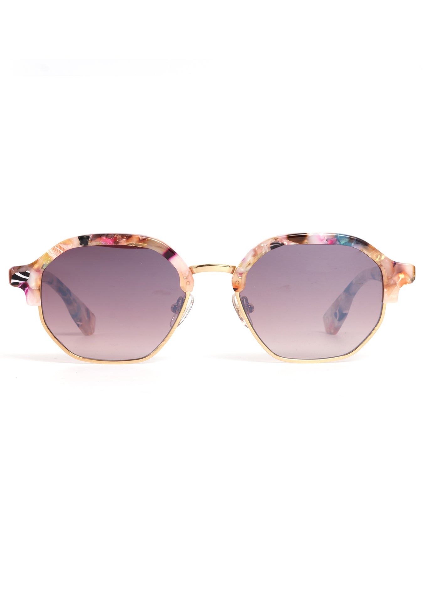 rainbow tortoise frame purple lens sunglasses