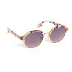 rainbow tortoise shell purple lens frame sunglasses